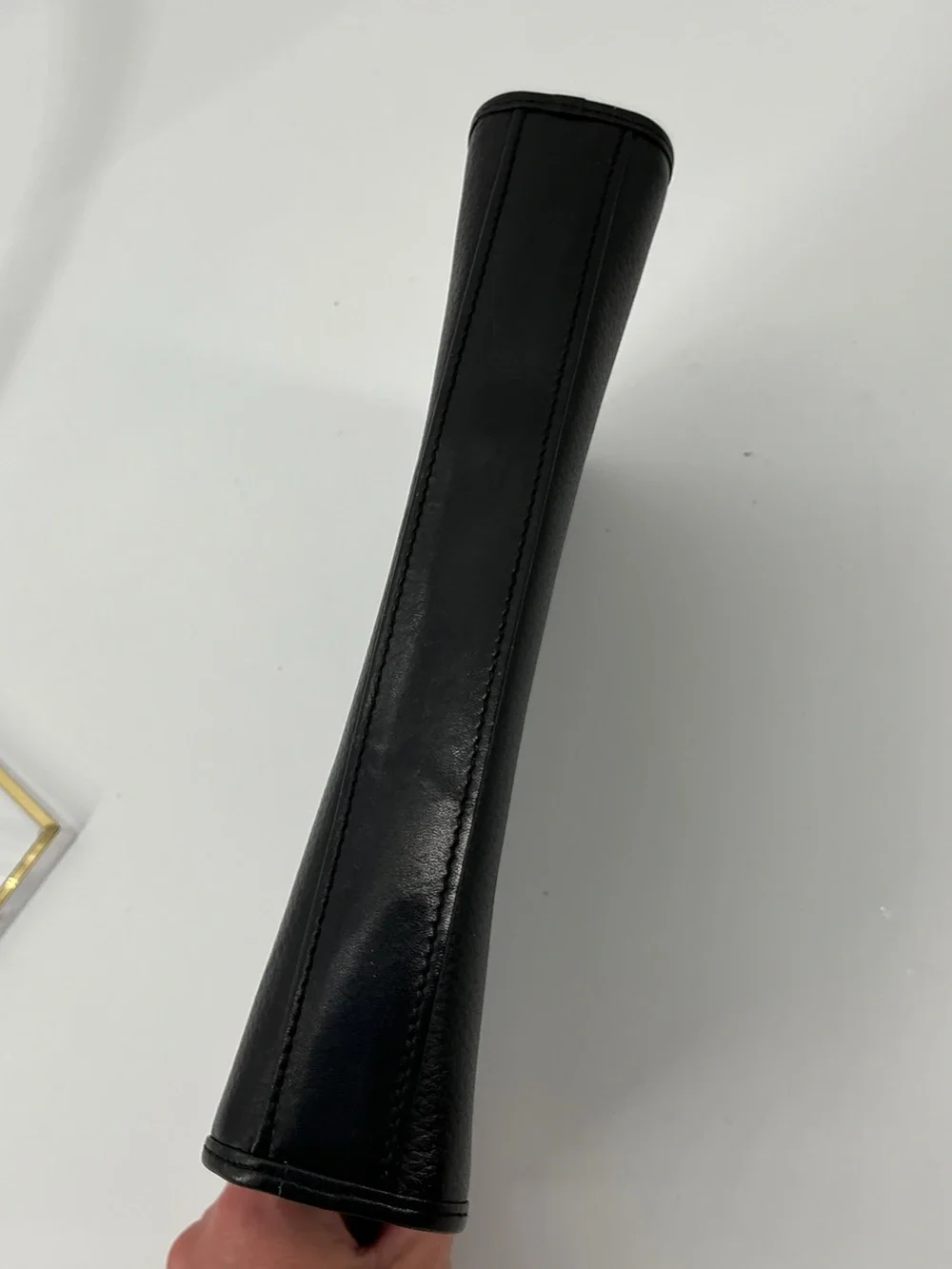 Burberrys Vintage Black Leather Nova Check Wristlet Clutch Pouch